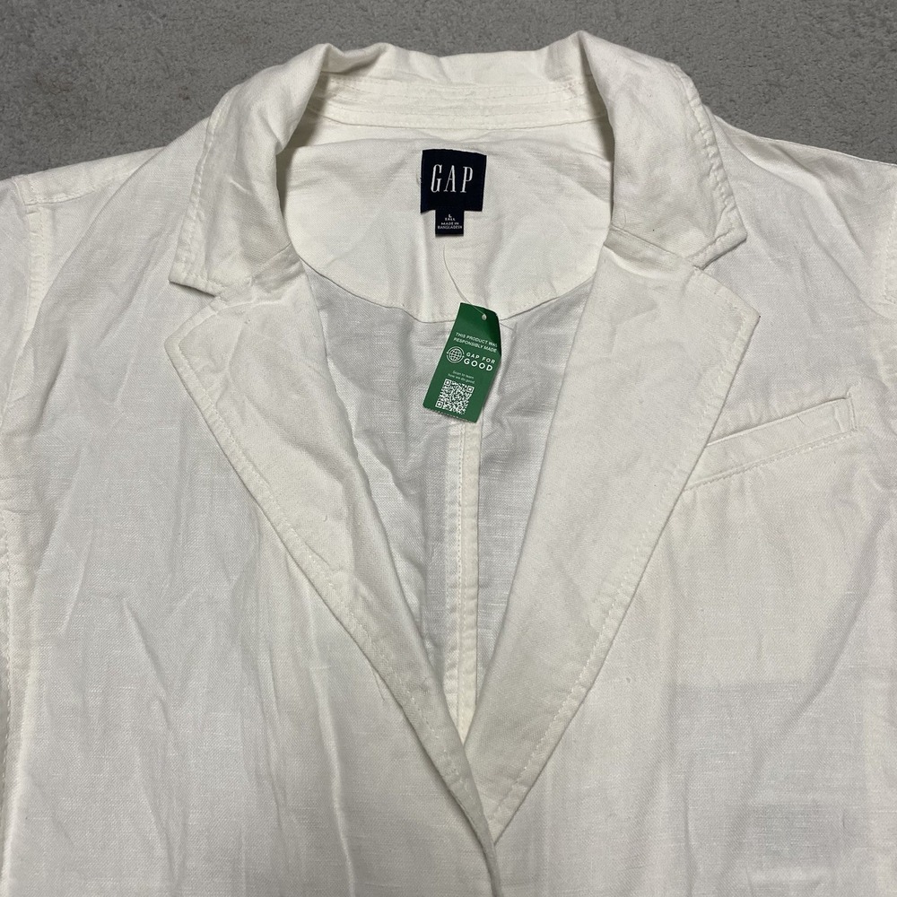 Gap Linen Cotton Blazer Womens Large Tall White Lightweight Unstructured NEW